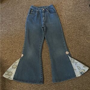 Stylish Kids' Blue Flare Jeans with Floral Details